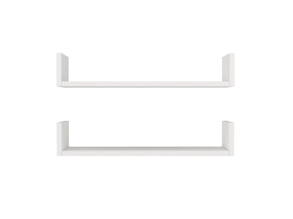 Houten wandplank "Iris" - 63 x 14 x 14 cm - Wit