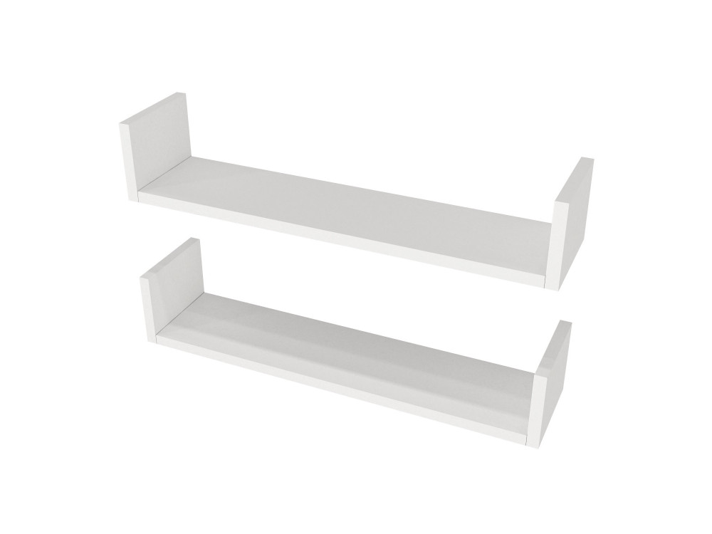 Houten wandplank "Iris" - 63 x 14 x 14 cm - Wit