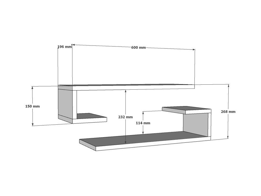 Houten wandplank "Eldo" - 60 x 19 x 15 cm - Wit