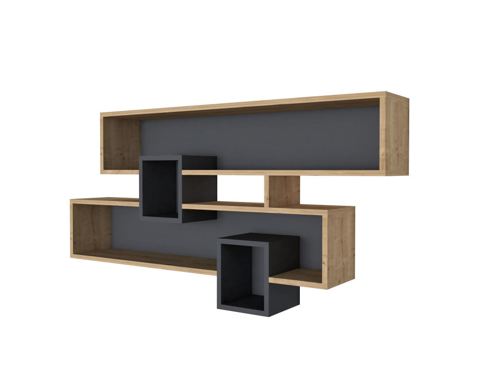 Houten wandplank "Karen" - 120 x 22 x 72 cm - SaphirAnthraciet