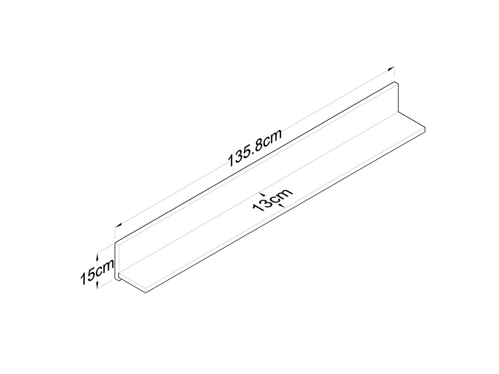 Houten wandplank "Eno" - 135 x 13 x 15 cm - Bruin