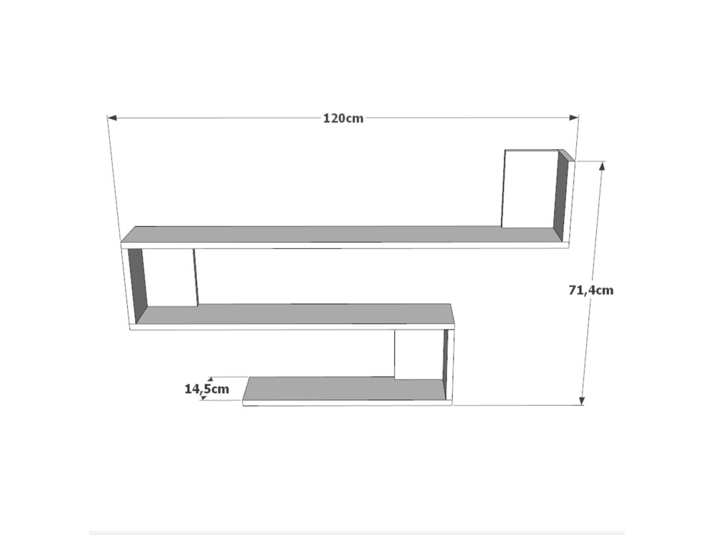 Houten wandplank "Wlad" - 120 x 14 x 71 cm - Bruin