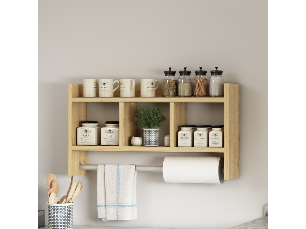 Houten wandplank "Asya" - 63 x 14 x 35 cm - Beige