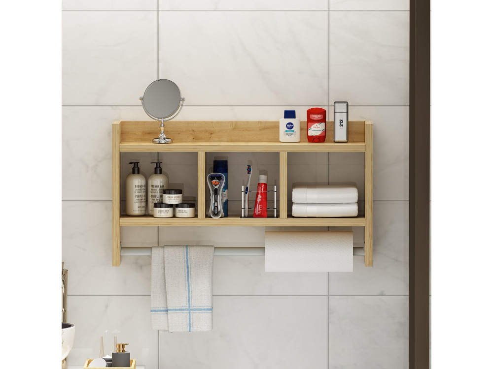 Houten wandplank "Asya" - 63 x 14 x 35 cm - Beige
