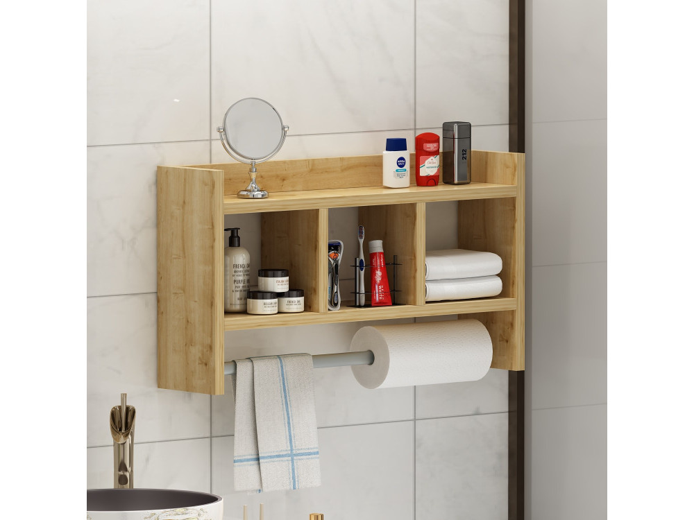 Houten wandplank "Asya" - 63 x 14 x 35 cm - Beige