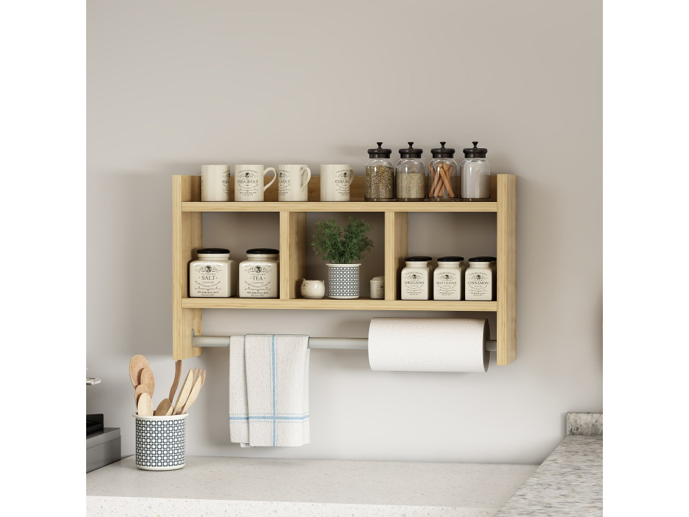 Houten wandplank "Asya" - 63 x 14 x 35 cm - Beige