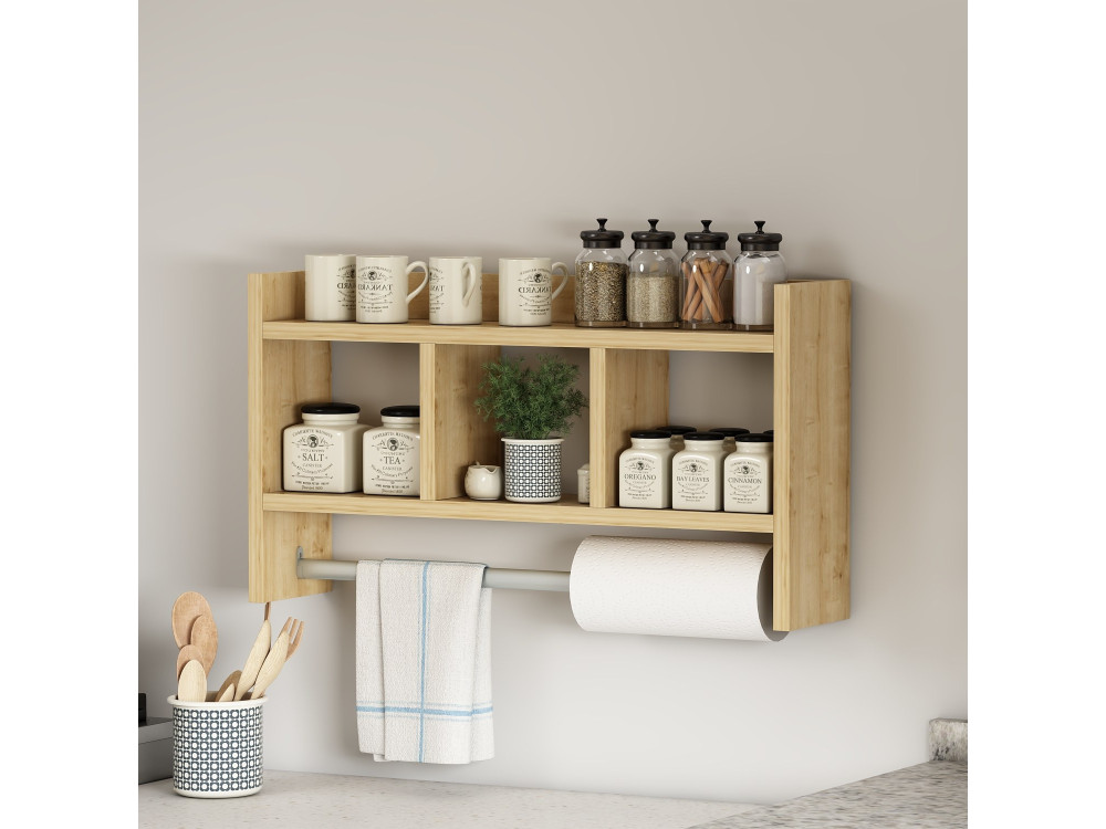Houten wandplank "Asya" - 63 x 14 x 35 cm - Beige