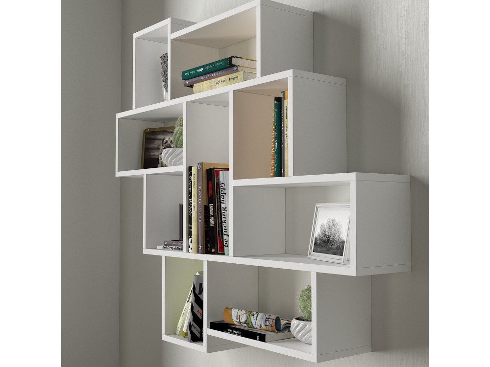Houten wandplank "Parola" - 115 x 15 x 103 cm - Wit