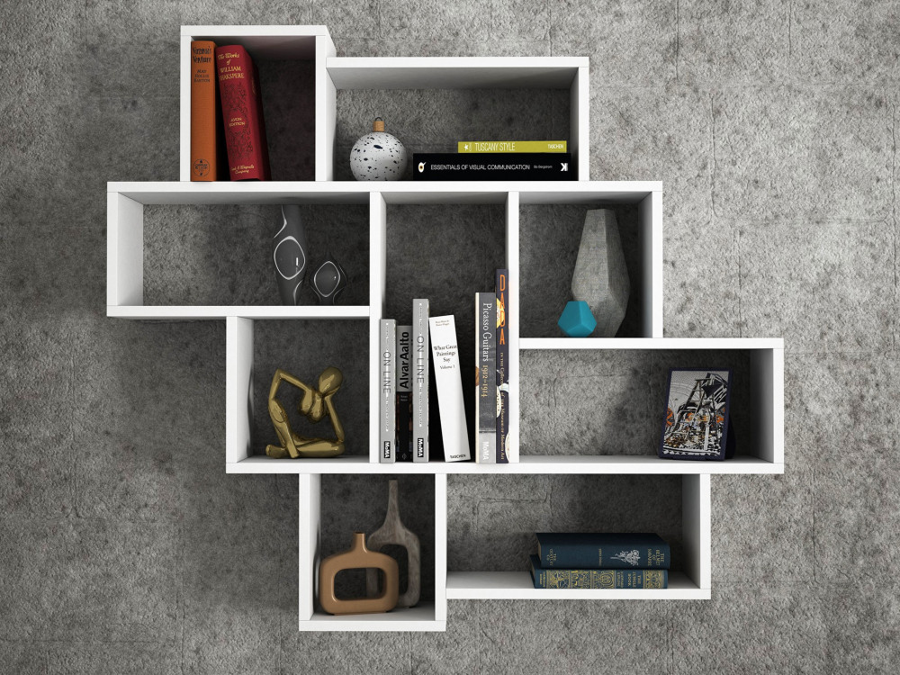 Houten wandplank "Parola" - 115 x 15 x 103 cm - Wit