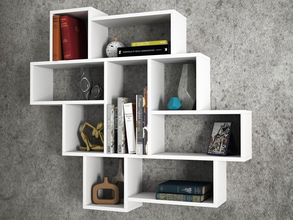 Houten wandplank "Parola" - 115 x 15 x 103 cm - Wit