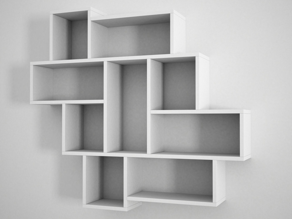 Houten wandplank "Parola" - 115 x 15 x 103 cm - Wit