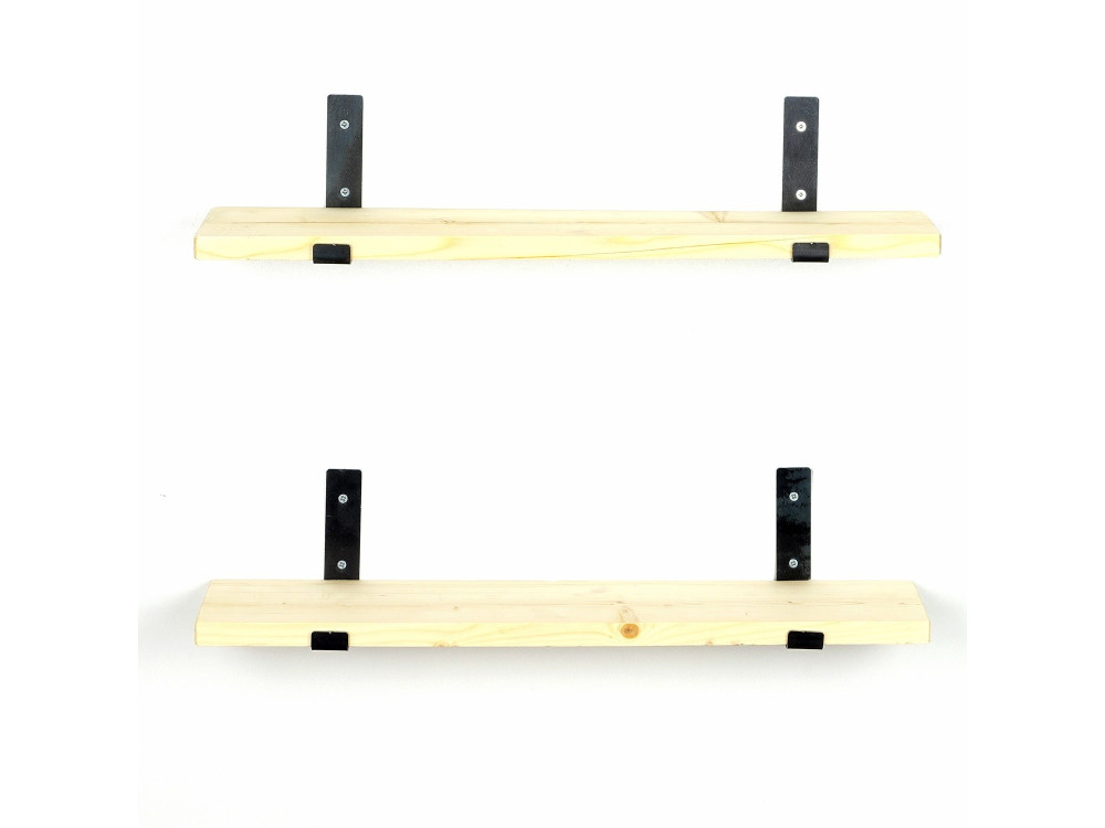 Set van 2 houten wandplanken "LAM008" - 60 x 14 x 16 cm - Beige