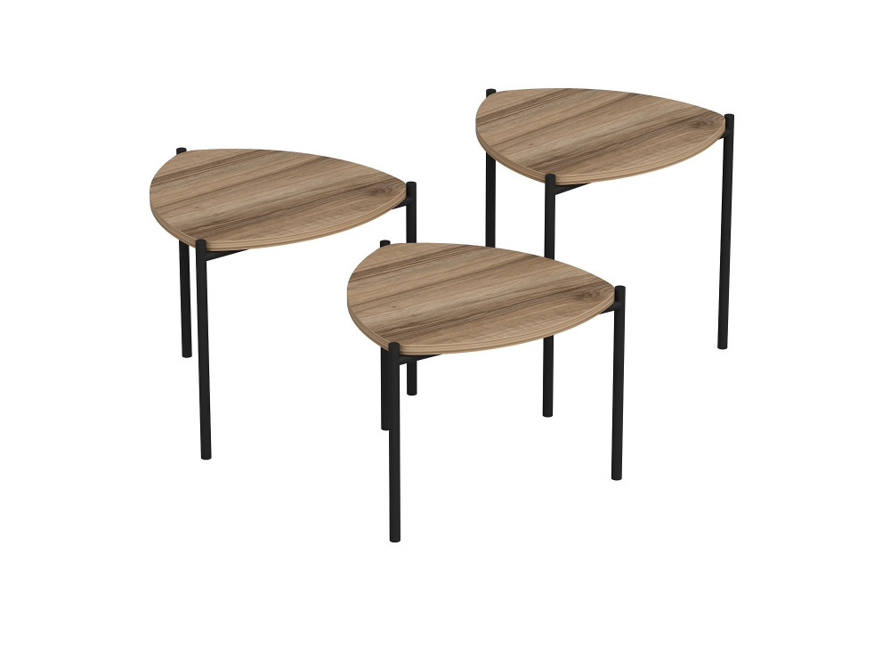 Set van 3 "Lenny" houten salontafels - 45 x 45 x 45 cm - Bruin