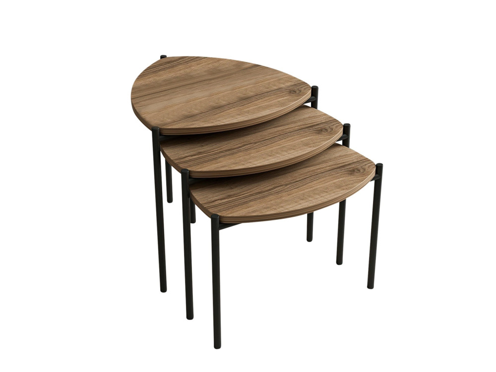 Set van 3 "Lenny" houten salontafels - 45 x 45 x 45 cm - Bruin