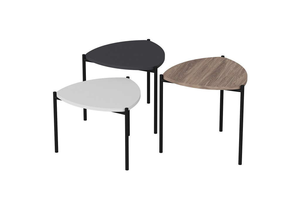 Set van 3 "Lenny" houten salontafels - 45 x 45 x 45 cm - Veelkleurig