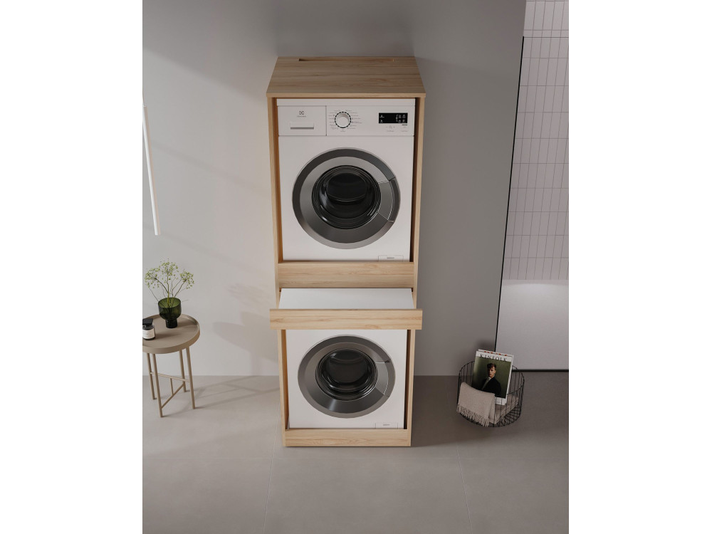 Wasmachineonderkast „Linfa 70“ – 70 x 73 x 193 cm – eiken
