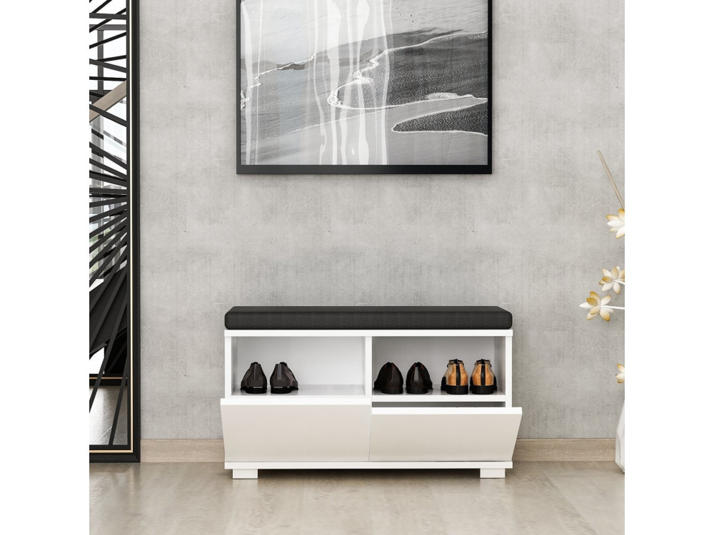 Drago" houten schoenenkast - 80 x 35 x 42 cm - Wit