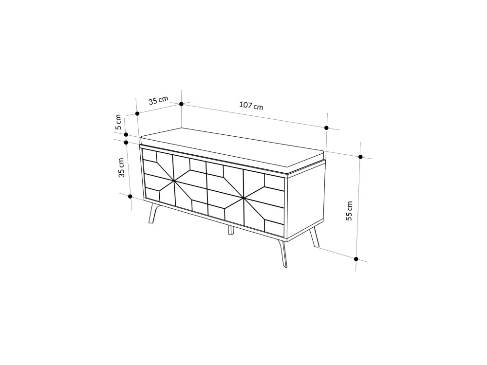 Houten schoenenkast "Dune" - 107 x 35 x 55 cm - Bruin