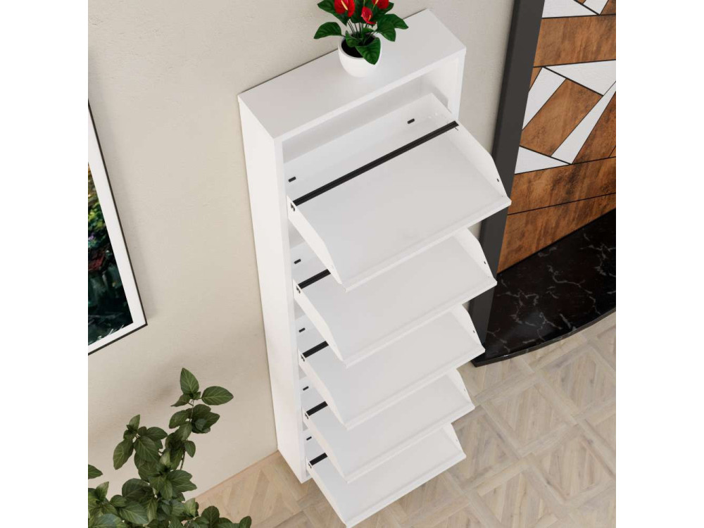 Metalen schoenenkast "Ayse" - 50 x 15 x 169 cm - Wit