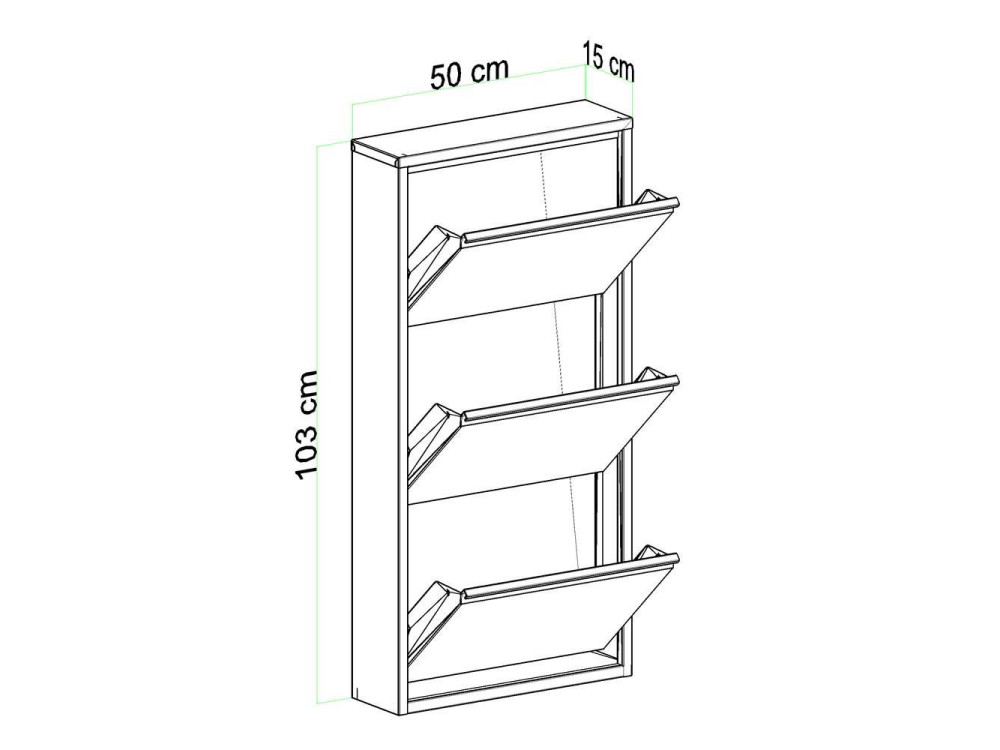 Metalen schoenenkast Luna - 50 x 15 x 103 cm - Wit