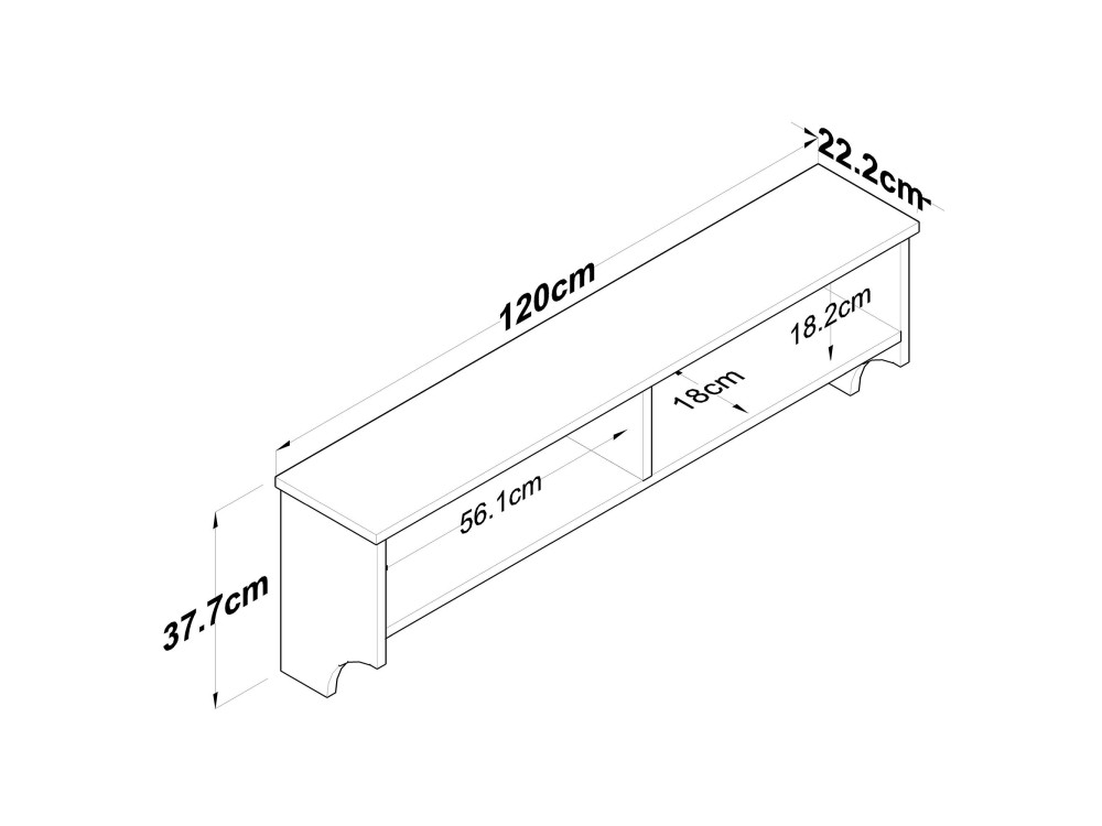 Houten kapstok "Pino" - 120 x 22 x 37 cm - Wit