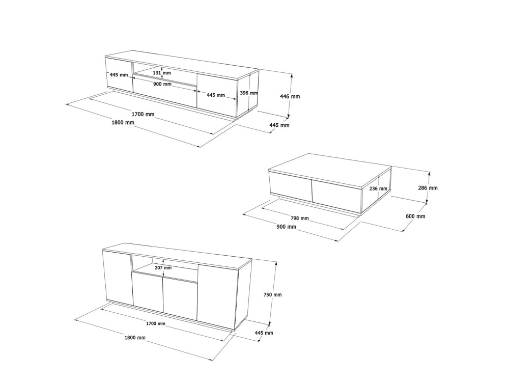 FR18" houten loungemeubelset - 180 x 44 x 44 cm - Wit