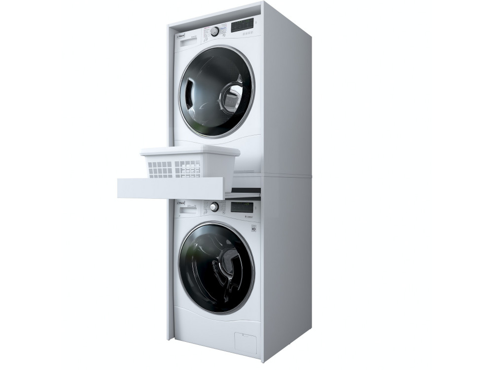 Houten wasmachinekast "Dorma" - 66 x 65 x 189 cm - Wit