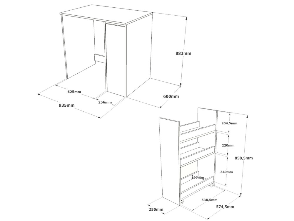 Houten wasmachinekast "Tera" - 93 x 60 x 88 cm - Wit