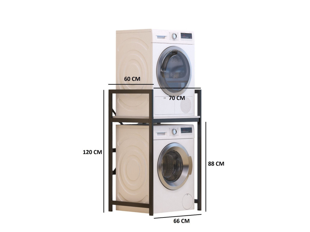 Junior" metalen wasmachinekast - 70 x 60 x 116 cm - Wit