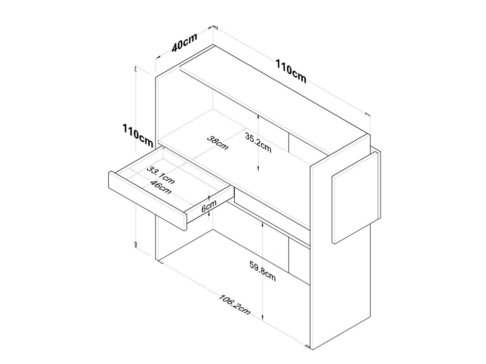 Houten ontvangsttafel "Mona" - 110 x 40 x 110 cm - Wit