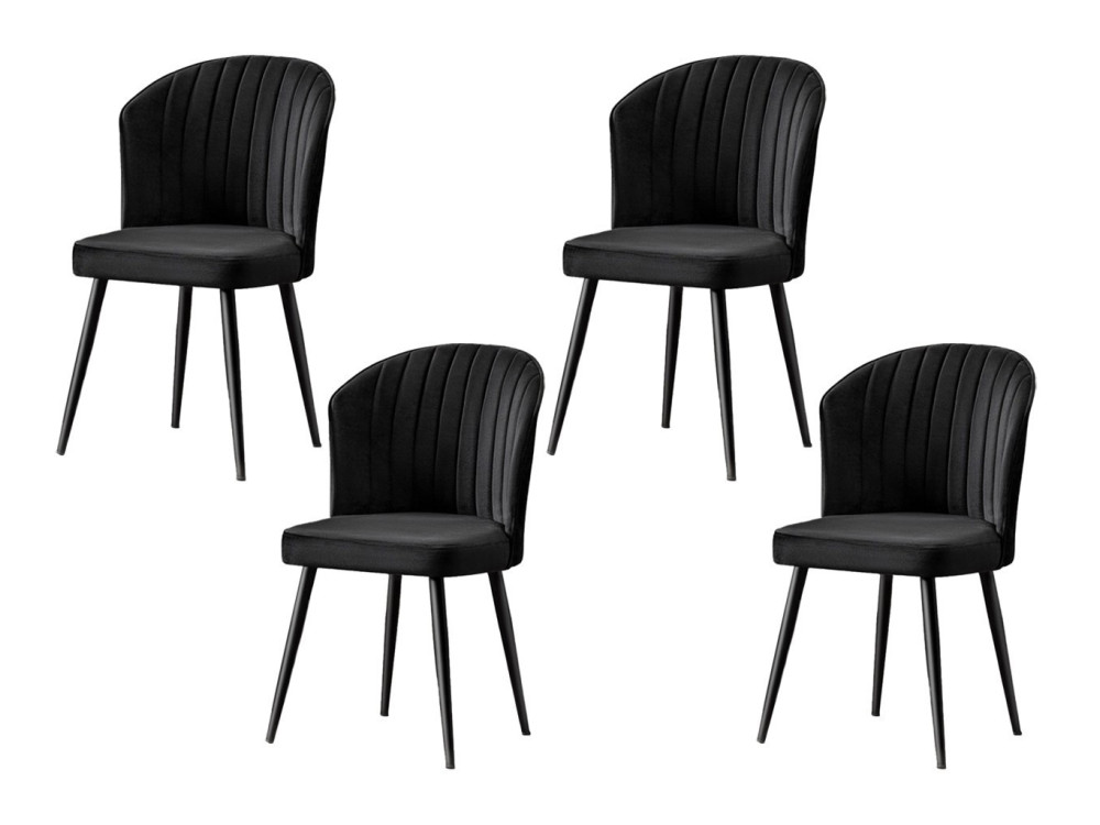 Set van 4 "Rubi" houten stoelen - 52 x 42 x 85 cm - Zwart