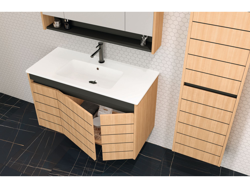 Badkamerkast "Ricato 40" - 42 x 27 x 138 cm - Walnoot