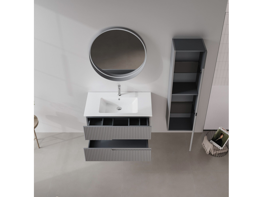 Wastafelmeubel "Moonlight 90 v2" - 91 x 51 x 51 cm - Matte Grey