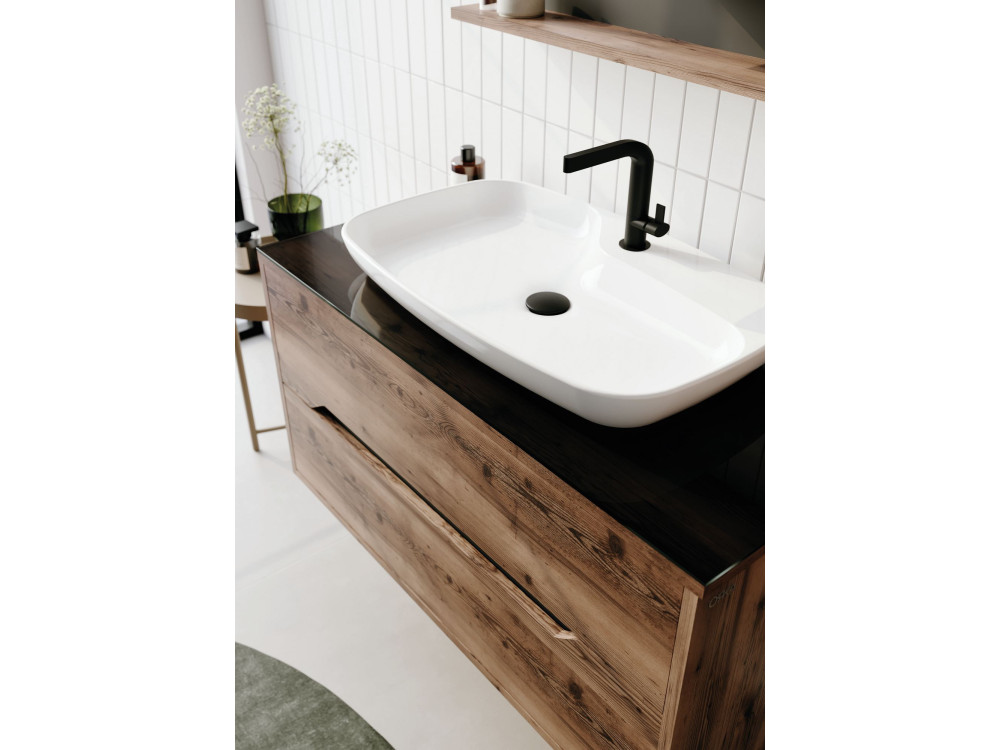 Wastafelmeubel met spiegel (2-delig) "Galia 100 v2" - 100 x 50 x 50 cm - Walnoot