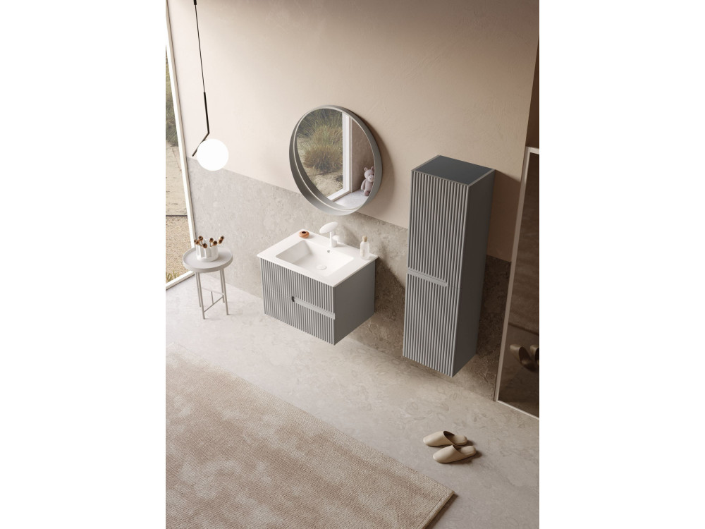Wastafelmeubel met spiegel (2-delig) "Moonlight 70 v2" - 71 x 51 x 51 cm - Matte Mink