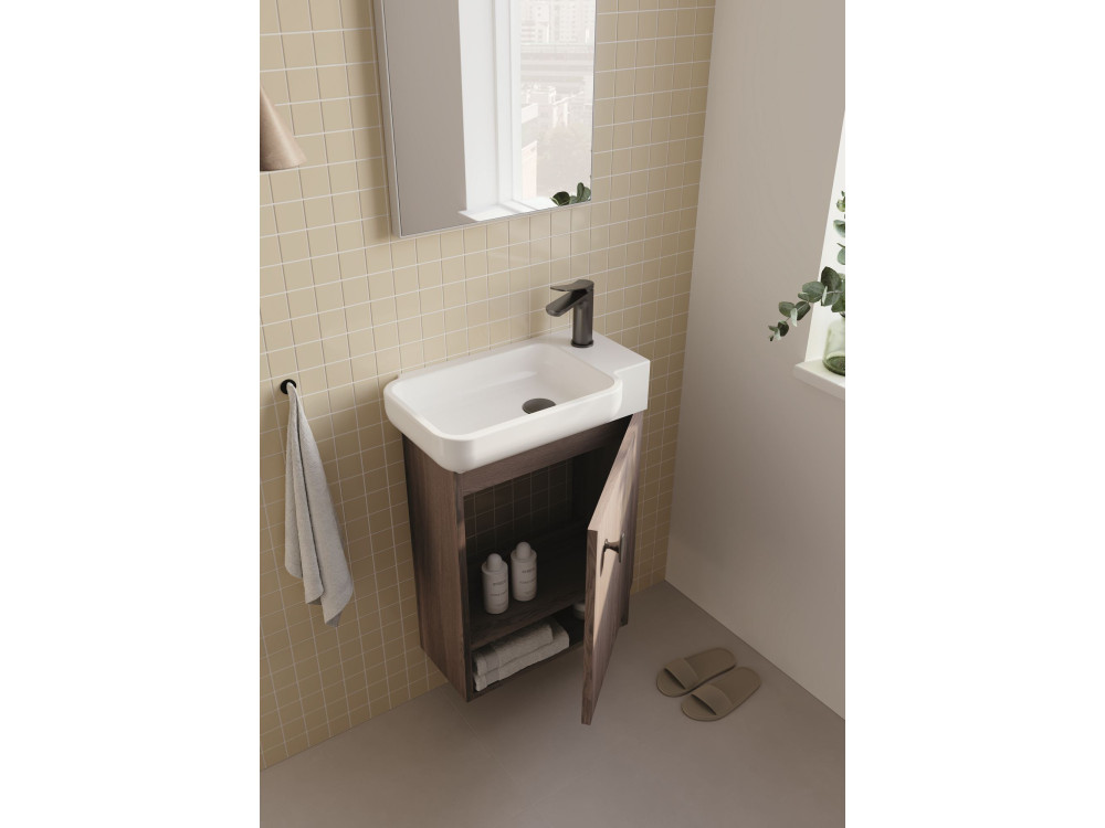 Wastafelmeubel met spiegel (2-delig) "Begonya 55" - 53 x 33 x 75 cm - Walnut