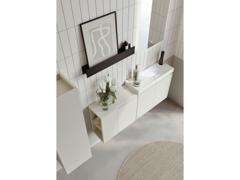 Wastafelmeubel met spiegel (2-delig) "Ferla 110" - 110 x 22 x 45 cm - Mat Cashmere