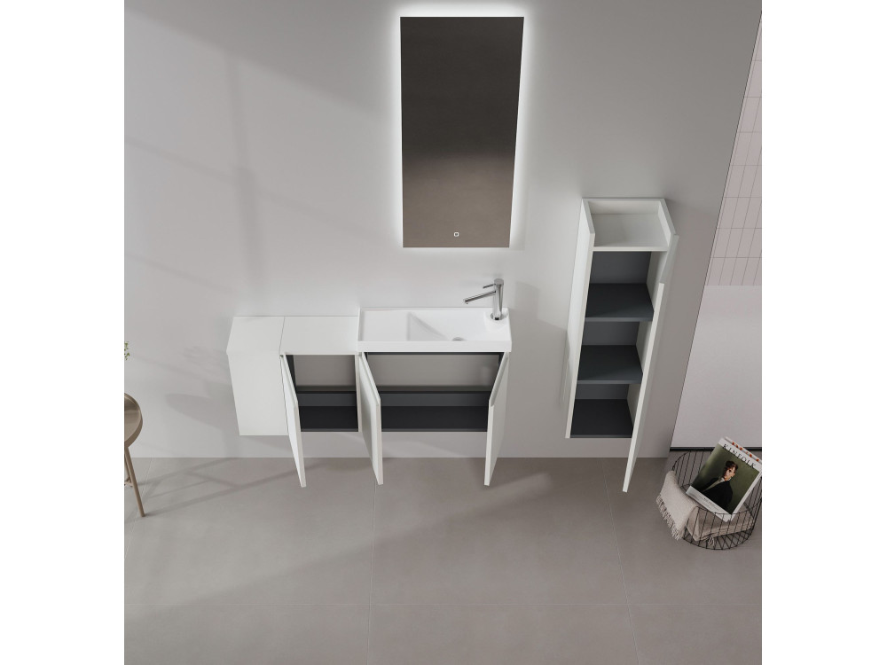 Wastafelmeubel met spiegel (2-delig) "Ferla 110" - 110 x 22 x 45 cm - Mat Cashmere