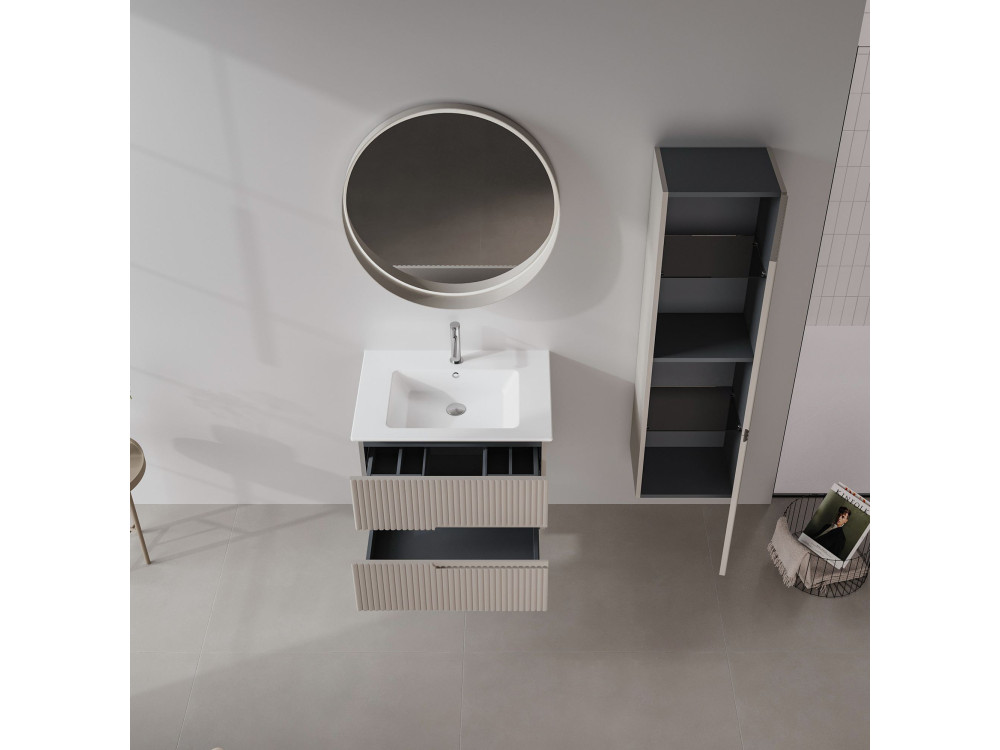 Decoratieve houten spiegel "Moonlight 75 v2" - 75 x 7 x 75 cm - Matte Mink