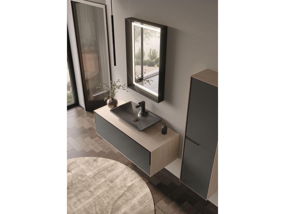 Decoratieve houten spiegel "Craft 60 x 90 v2" - 60 x 10 x 90 cm - Mat antraciet