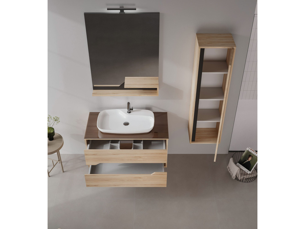 Decoratieve houten spiegel "Galia 80" - 60 x 14 x 100 cm - eikenhout