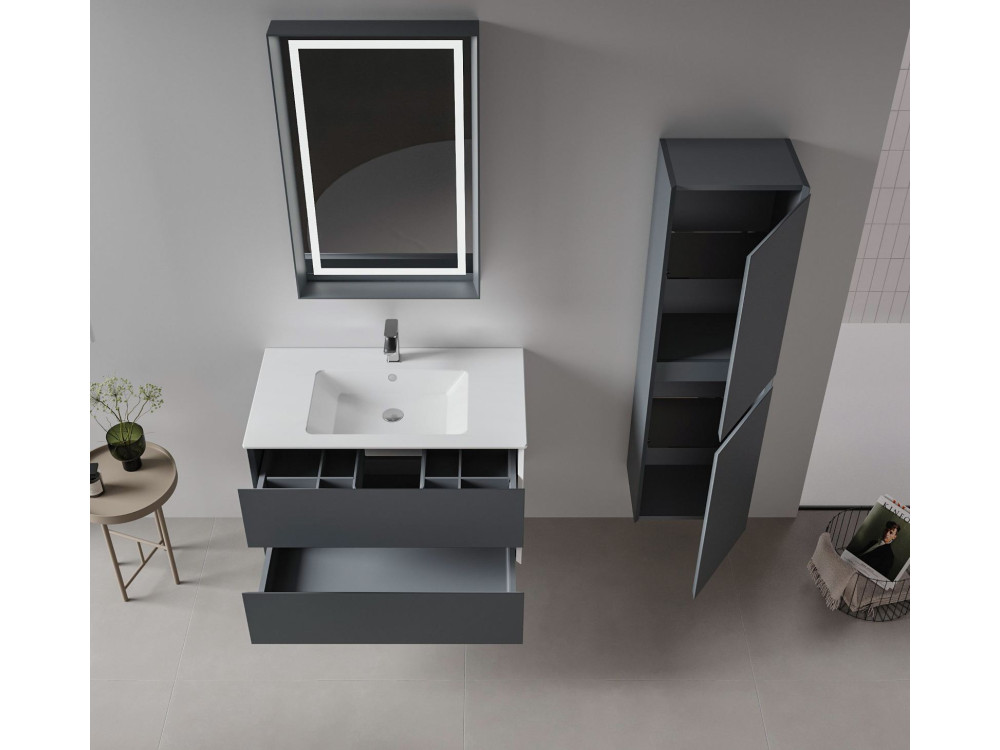 Badkamerkast "Nest 40 v2" - 40 x 32 x 138 cm - Mat antraciet
