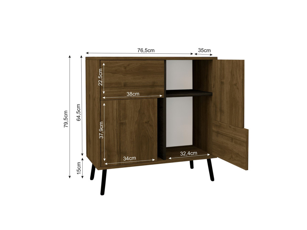 Houten dressoir "Darien" - 76 x 35 x 79 cm - Bruin