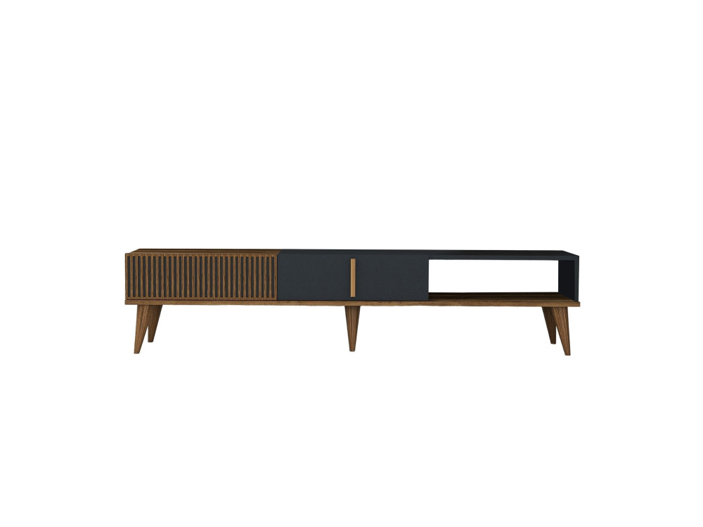 Houten TV-meubel "Milan" - 180 x 35 x 40 cm - Notelaar, Antraciet