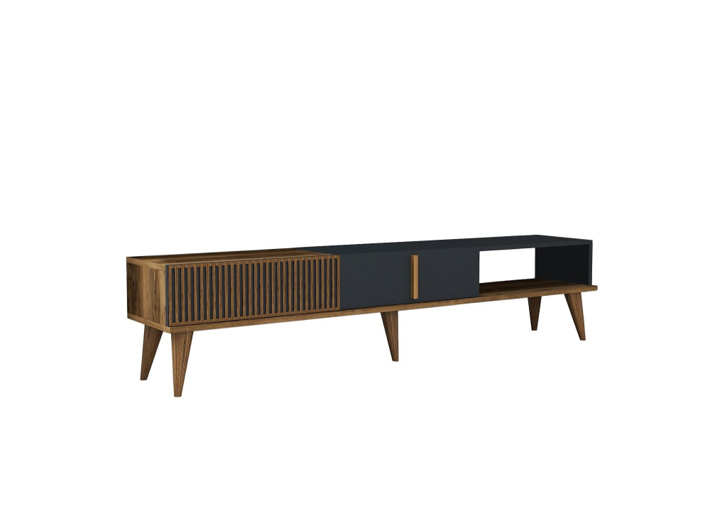 Houten TV-meubel "Milan" - 180 x 35 x 40 cm - Notelaar, Antraciet