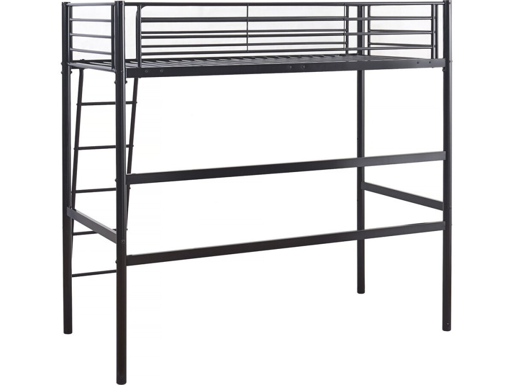 Eenpersoonsbed hoogslaper metaal bed "Alora" - 90 x 190 cm - Zwart