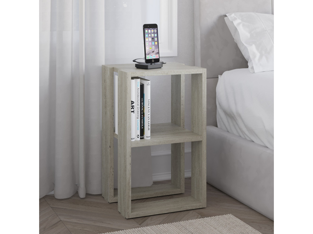 Houten nachtkastje "Lonie" 30 x 30 x 55 cm - Travertin