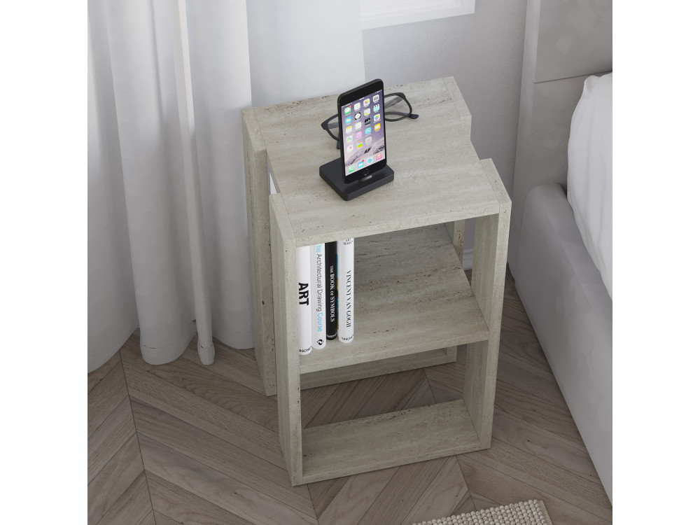 Houten nachtkastje "Lonie" 30 x 30 x 55 cm - Travertin