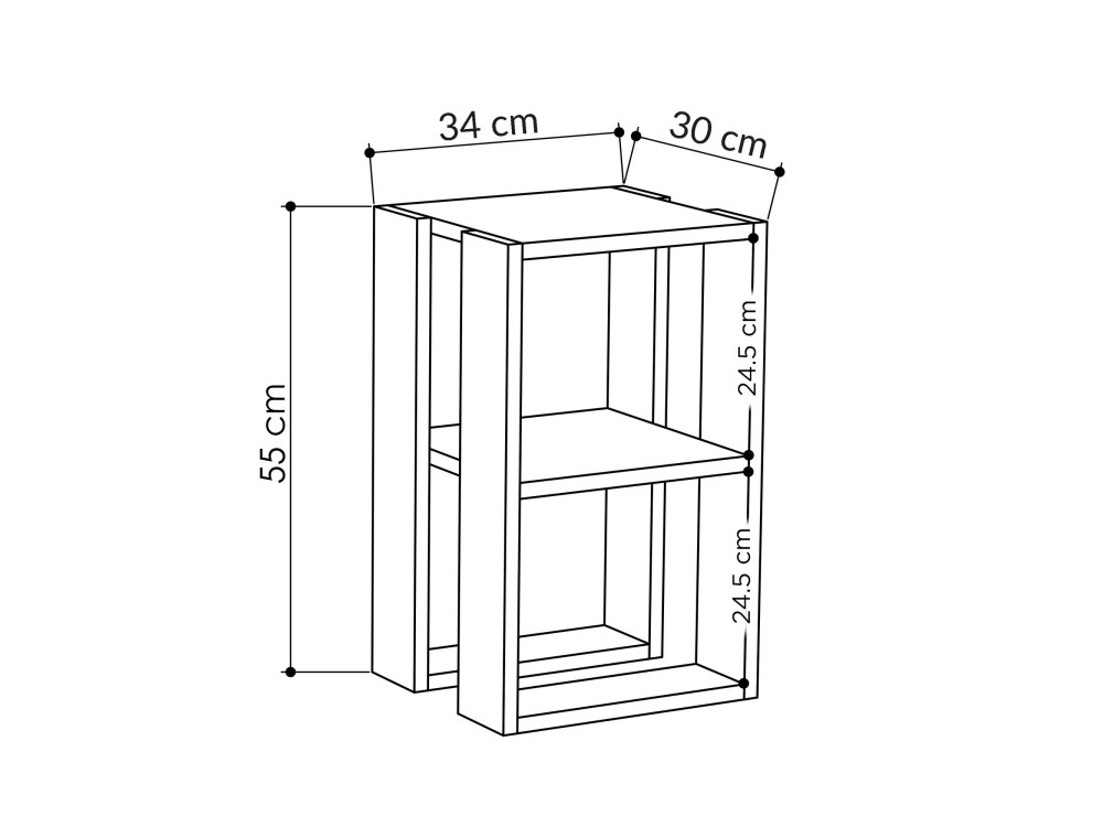 Houten nachtkastje "Lonie" 30 x 30 x 55 cm - Travertin