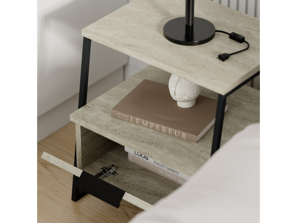 Pal" houten nachtkastje - 45 x 40 x 50 cm - Travertin